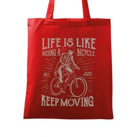 Sacosa din panza life is like riding a bicycle rosu