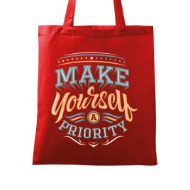 Sacosa din panza make yourself a priority rosu