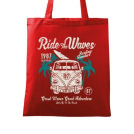 Sacosa din panza ride the waves rosu