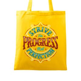 Sacosa din panza strive for progress not perfection galben