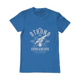 Tricou adler barbat be strong and courageous albastru azuriu