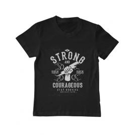 Tricou adler copil be strong and courageous negru
