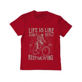 Tricou adler copil life is like riding a bicycle rosu