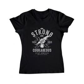 Tricou adler dama be strong and courageous negru