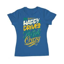 Tricou adler dama be happy albastru azuriu