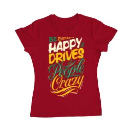 Tricou adler dama be happy rosu
