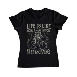 Tricou adler dama life is like riding a bicycle negru