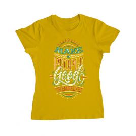 Tricou adler dama make people feel good galben