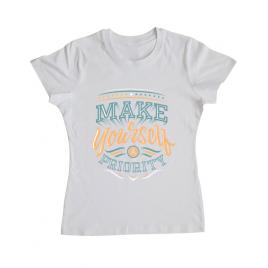 Tricou adler dama make yourself a priority alb