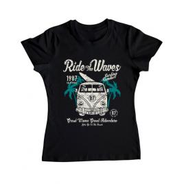 Tricou adler dama ride the waves negru