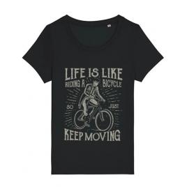 Tricou stanley stella dama life is like riding a bicycle negru