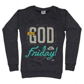 Bluza adler dama thank god its friday negru melanj