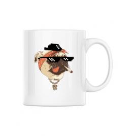 Cana personalizata pug life alb