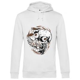 Hoodie barbat cu gluga coffee addict alb