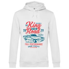 Hoodie barbat cu gluga king of the road alb