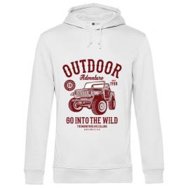 Hoodie barbat cu gluga outdoor adventure alb