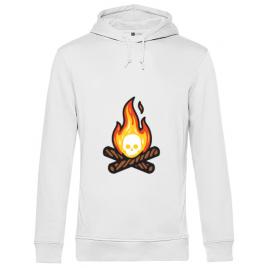 Hoodie barbat cu gluga skullfire alb
