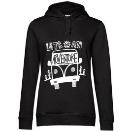 Hoodie dama cu gluga lets go an adventure negru
