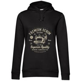 Hoodie dama cu gluga premium denim negru