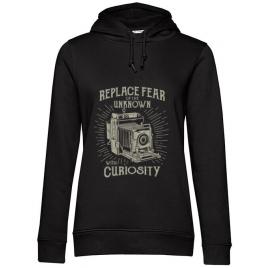 Hoodie dama cu gluga replace fear negru