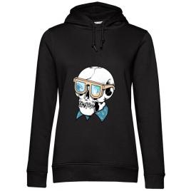 Hoodie dama cu gluga skull holiday negru
