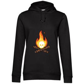 Hoodie dama cu gluga skullfire negru