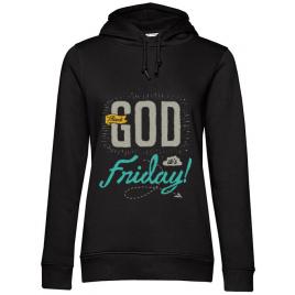 Hoodie dama cu gluga thank god its friday negru