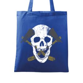 Sacosa din panza skull axe albastru regal