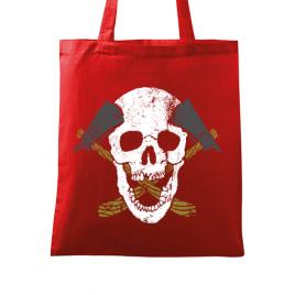 Sacosa din panza skull axe rosu