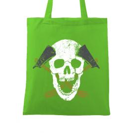 Sacosa din panza skull axe verde mar