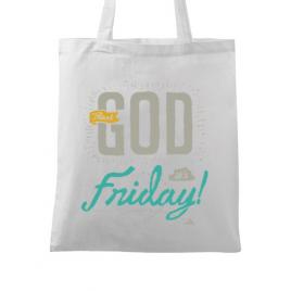 Sacosa din panza thank god its friday alb