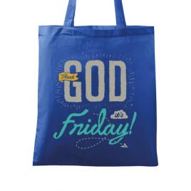 Sacosa din panza thank god its friday albastru regal