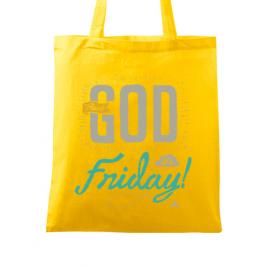 Sacosa din panza thank god its friday galben