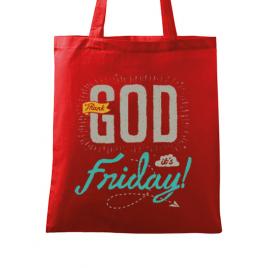 Sacosa din panza thank god its friday rosu