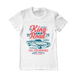 Tricou adler barbat king of the road alb