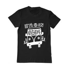 Tricou adler barbat lets go an adventure negru
