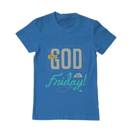Tricou adler barbat thank god its friday albastru azuriu