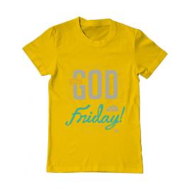 Tricou adler barbat thank god its friday galben
