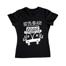 Tricou adler dama lets go an adventure negru