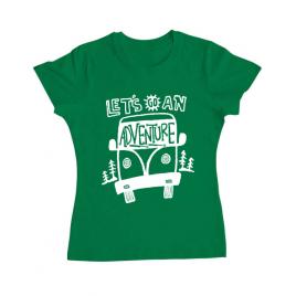 Tricou adler dama lets go an adventure verde mediu