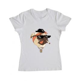 Tricou adler dama pug life alb