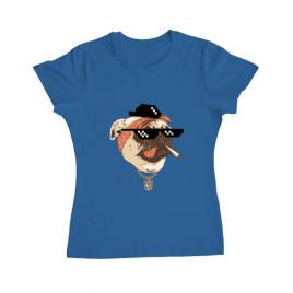 Tricou adler dama pug life albastru azuriu