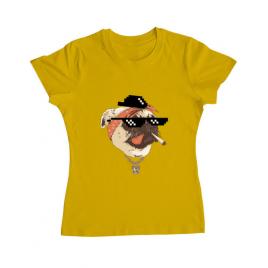 Tricou adler dama pug life galben