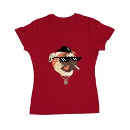 Tricou adler dama pug life rosu