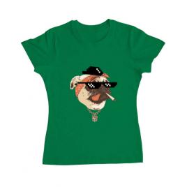 Tricou adler dama pug life verde mediu