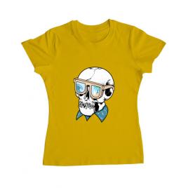 Tricou adler dama skull holiday galben