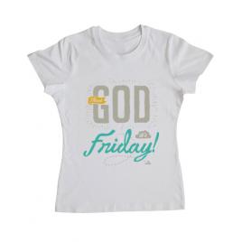Tricou adler dama thank god its friday alb