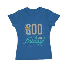 Tricou adler dama thank god its friday albastru azuriu
