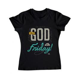 Tricou adler dama thank god its friday negru