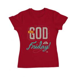 Tricou adler dama thank god its friday rosu